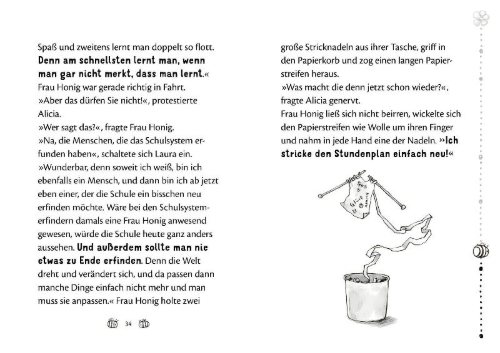 Buchcover und Innenansicht für das Buch: Frau Honig: Frau Honig und die Schule der Fantasie