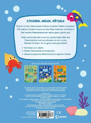 Buchcover und Innenansicht für das Buch: Mes Autocollants Scintillants - Les Sirènes
