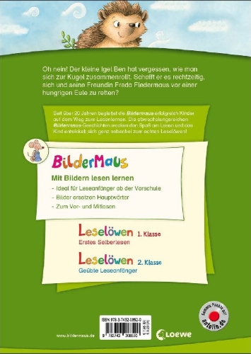Buchcover und Innenansicht für das Buch: Bildermaus - Der mutigste Igel der Welt