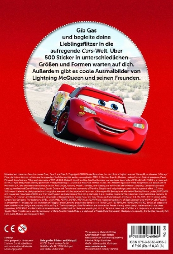 Buchcover und Innenansicht für das Buch: Disney PIXAR Cars: Mein großer Sticker- und Malspaß