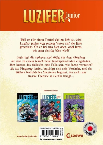 Buchcover und Innenansicht für das Buch: Luzifer junior (Band 14) - Schurkenjagd und Schlotzolade