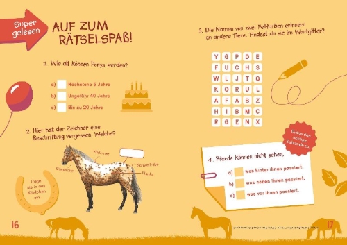 Buchcover und Innenansicht für das Buch: Dein Lesestart - Pferde und Ponys