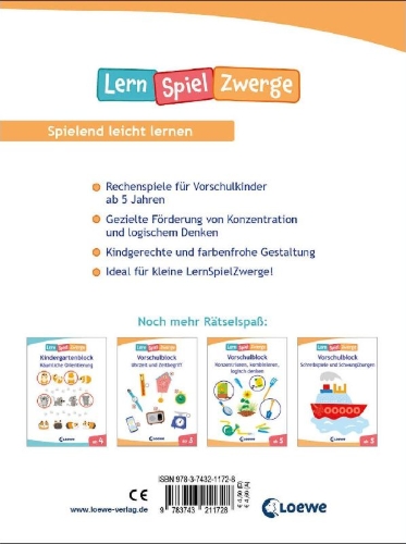 Buchcover und Innenansicht für das Buch: Die neuen LernSpielZwerge - Zählen, rechnen, vergleichen