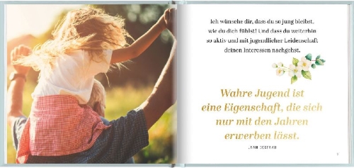Buchcover und Innenansicht für das Buch: Was ich dir wünsche zum 70. Geburtstag