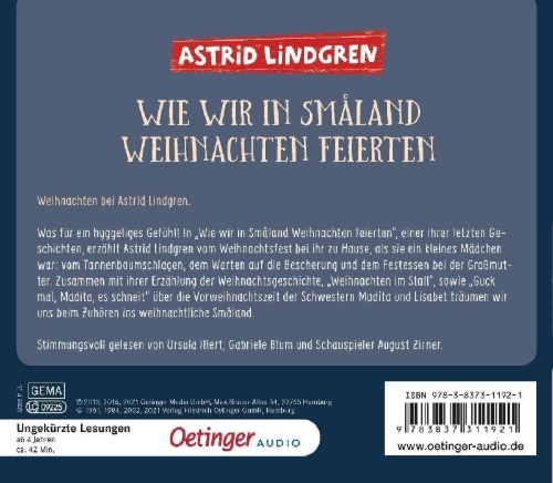 Buchcover und Innenansicht für das Buch: En jul i Småland för länge sen