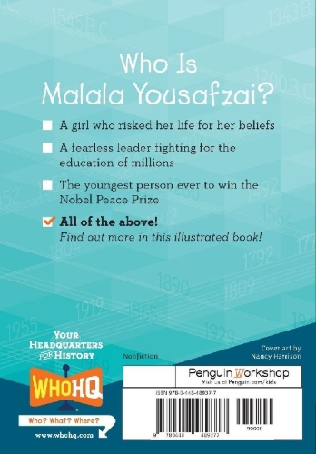 Buchcover und Innenansicht für das Buch: Who Is Malala Yousafzai?