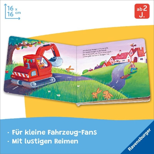 Buchcover und Innenansicht für das Buch: Was machst du, kleiner Bagger?