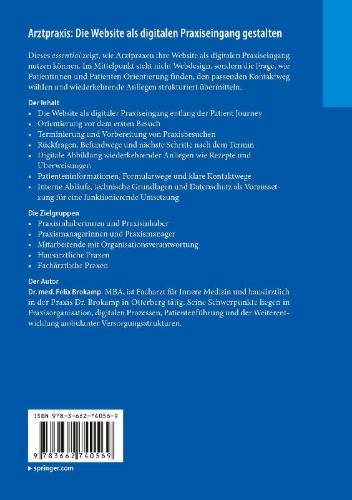 Buchcover und Innenansicht für das Buch: Arztpraxis: Die Website als digitalen Praxiseingang gestalten