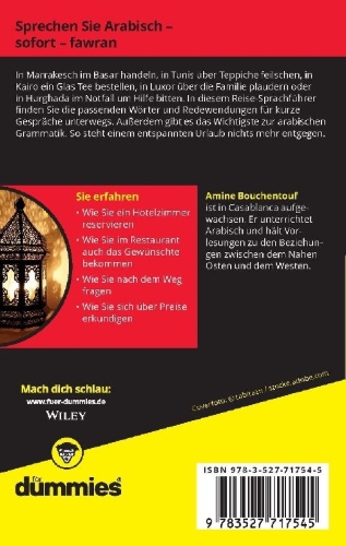 Buchcover und Innenansicht für das Buch: Reise-Sprachführer Arabisch für Dummies