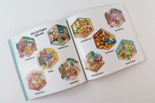 Buchcover und Innenansicht für das Buch: Cute & Cosy Sticker Rooms - Happy Home