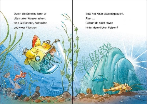 Buchcover und Innenansicht für das Buch: Leselöwen 1. Klasse - Die verborgene Unterwasser-Stadt