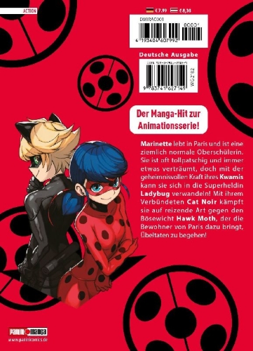 Buchcover und Innenansicht für das Buch: Miraculous - Die Abenteuer von Ladybug und Cat Noir (Manga) 01