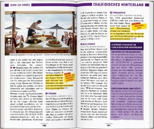 Buchcover und Innenansicht für das Buch: MARCO POLO Reiseführer Chalkidikí, Thessaloníki