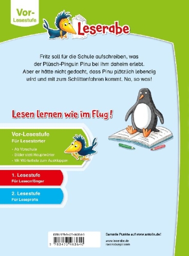 Buchcover und Innenansicht für das Buch: Leserabe Vor-Lesestufe - Pinguin Pinu taut auf