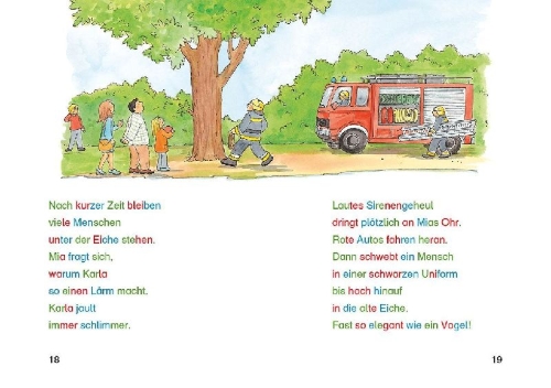 Buchcover und Innenansicht für das Buch: Silbengeschichten zum Lesenlernen - Feuerwehrgeschichten