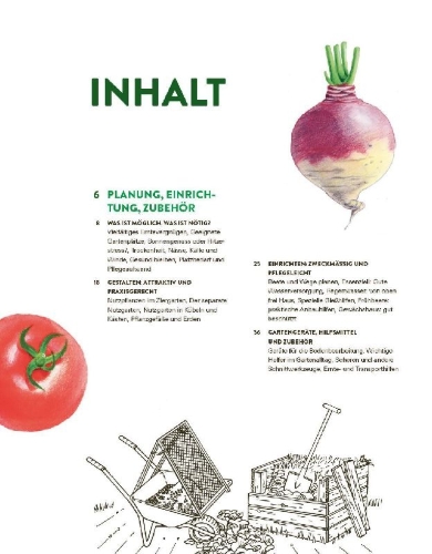 Buchcover und Innenansicht für das Buch: Das große Gemüse- und Obstgartenbuch