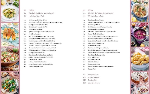 Buchcover und Innenansicht für das Buch: Emmi kocht einfach: 85 Rezepte für das ganze Jahr