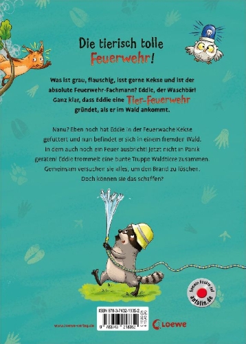 Buchcover und Innenansicht für das Buch: Die Tier-Feuerwehr (Band 1) - Ein Waschbär greift ein