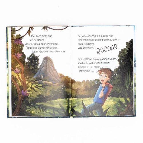 Buchcover und Innenansicht für das Buch: Die Dinoschule. Ein dinostarker Schulstart