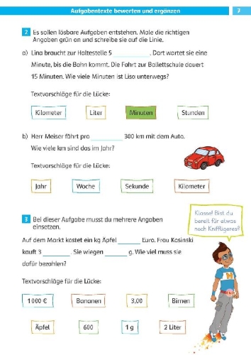 Buchcover und Innenansicht für das Buch: Die Mathe-Helden. Textaufgaben/Sachaufgaben 4. Klasse