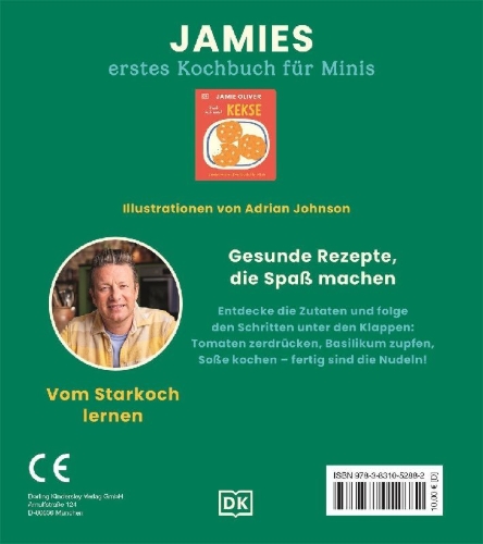 Buchcover und Innenansicht für das Buch: Jamies erstes Kochbuch für Minis. Koch mit mir! Nudeln