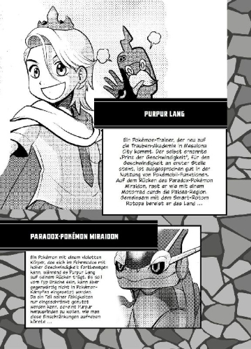 Buchcover und Innenansicht für das Buch: Pokémon Karmesin und Purpur 01