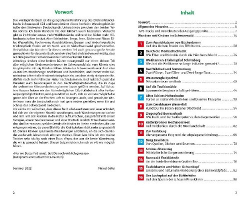 Buchcover und Innenansicht für das Buch: ErlebnisWandern mit Kindern Schwarzwald Nord