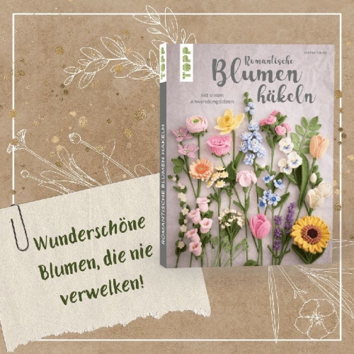 Buchcover und Innenansicht für das Buch: Romantische Blumen häkeln