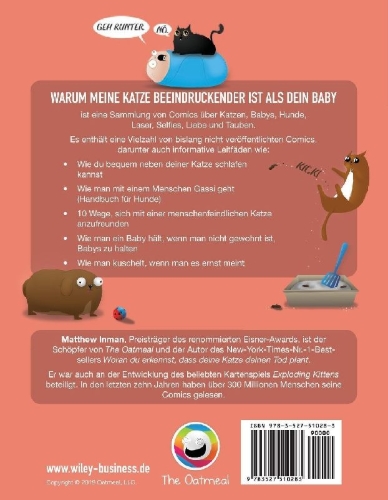 Buchcover und Innenansicht für das Buch: Warum meine Katze beeindruckender ist als dein Baby