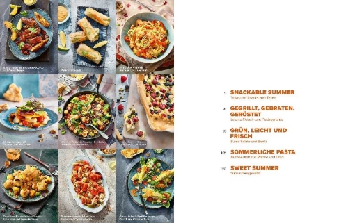 Buchcover und Innenansicht für das Buch: Sommerküche Blitzrezepte