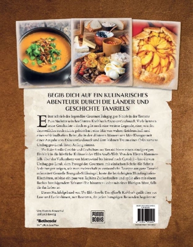 Buchcover und Innenansicht für das Buch: The Elder Scrolls: The Official Cookbook Vol. 2: Tastes and Tales from Tamriel