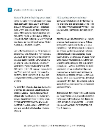 Buchcover und Innenansicht für das Buch: Der kleine Diabetes-Coach