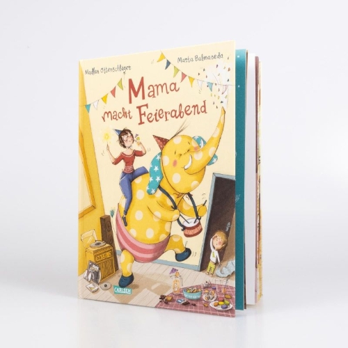 Buchcover und Innenansicht für das Buch: Mama macht Feierabend