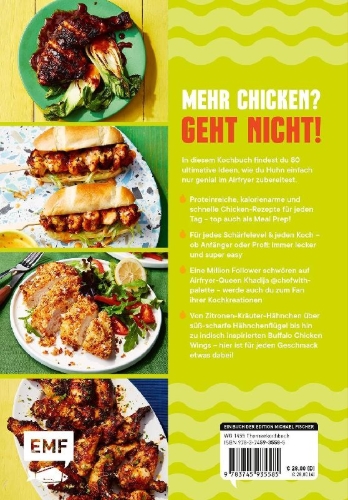 Buchcover und Innenansicht für das Buch: The ULTIMATE Air Fryer Chicken Book