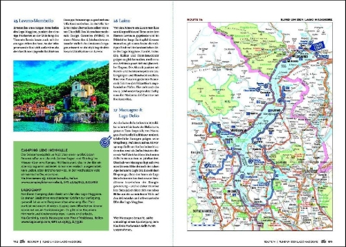 Buchcover und Innenansicht für das Buch: KUNTH Mit dem Wohnmobil durch Südtirol und an die Oberitalienischen Seen