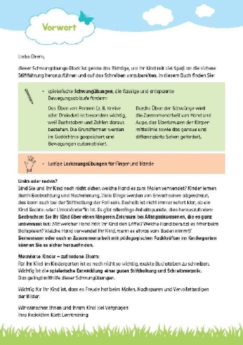 Buchcover und Innenansicht für das Buch: Mein großer bunter Schwungübungs-Block ab 3 Jahren