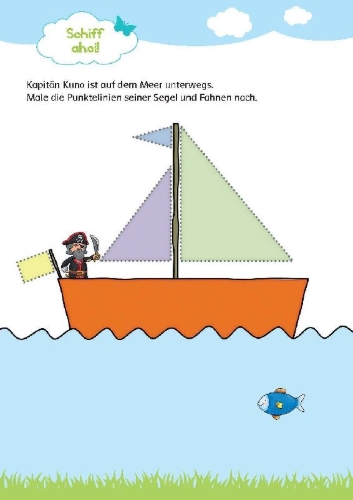 Buchcover und Innenansicht für das Buch: Mein großer bunter Schwungübungs-Block ab 3 Jahren