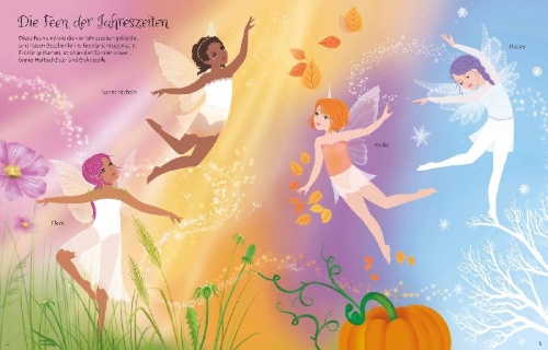 Buchcover und Innenansicht für das Buch: Mein Anziehpuppen-Stickerbuch: Feen-Ballett