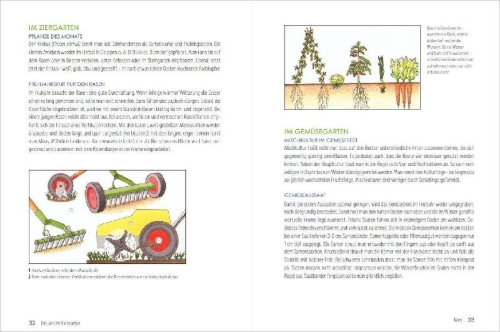 Buchcover und Innenansicht für das Buch: Mein Jahr im Kleingarten. Schrebergarten für Anfänger