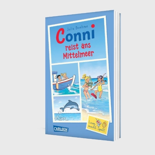 Buchcover und Innenansicht für das Buch: Conni Erzählbände: Conni reist ans Mittelmeer