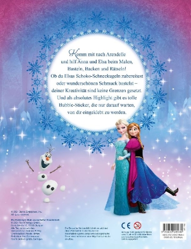 Buchcover und Innenansicht für das Buch: Disney Die Eiskönigin: Mein zauberhafter Kreativblock