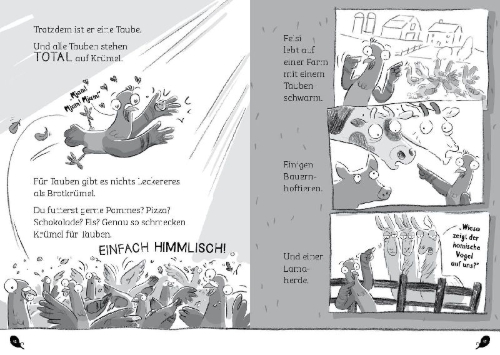 Buchcover und Innenansicht für das Buch: Real Pigeons Fight Crime