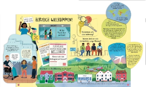Buchcover und Innenansicht für das Buch: Warum müssen Menschen flüchten?