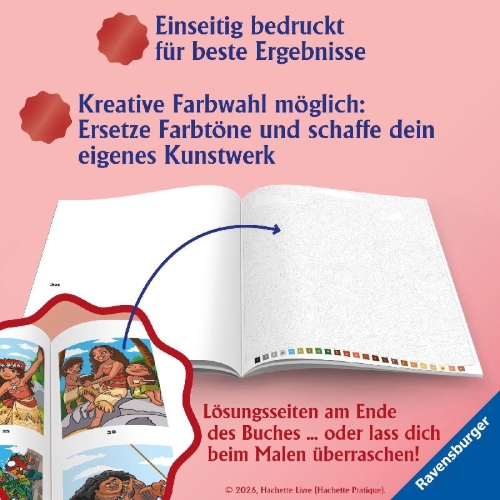 Buchcover und Innenansicht für das Buch: Coloriages mystères Disney - Spécial Film : Vaiana