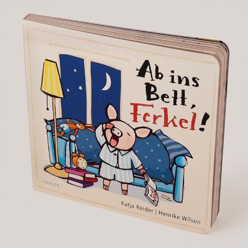 Buchcover und Innenansicht für das Buch: Ab ins Bett, Ferkel!