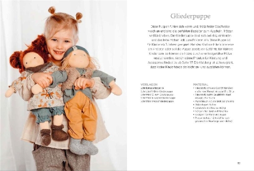 Buchcover und Innenansicht für das Buch: Handgemachte Puppen im Waldorf-Stil