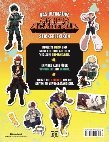 Buchcover und Innenansicht für das Buch: My Hero Academia Das ultimative Stickerlexikon