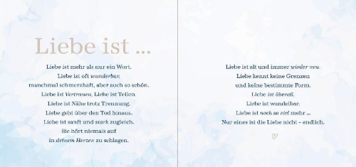 Buchcover und Innenansicht für das Buch: Liebe bleibt für immer