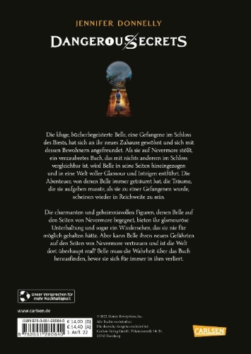 Buchcover und Innenansicht für das Buch: Disney - Dangerous Secrets 2: Belle und DAS ENDLOSE BUCH (Die Schöne und das Biest)