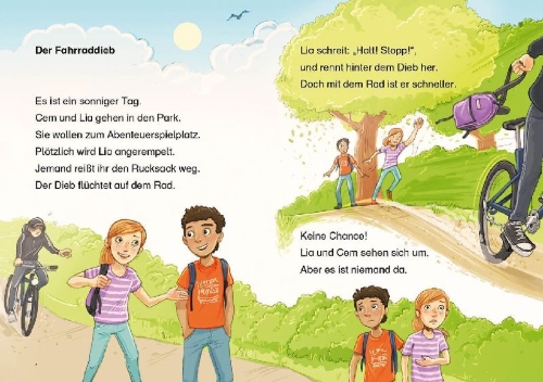 Buchcover und Innenansicht für das Buch: Leselöwen 2. Klasse - Polizeigeschichten